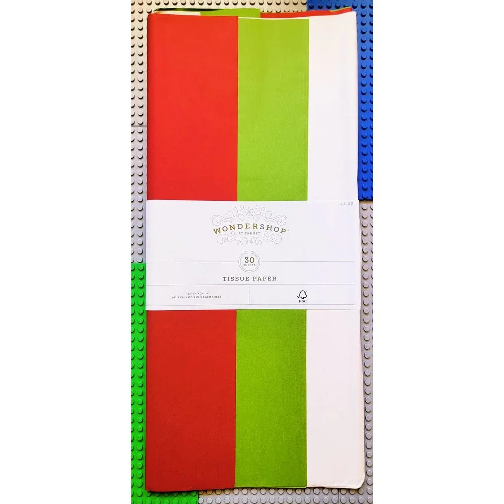 5 Wondershop at Target Tissue Paper Red White Green 30 Sheets Each (150ct) 24x16